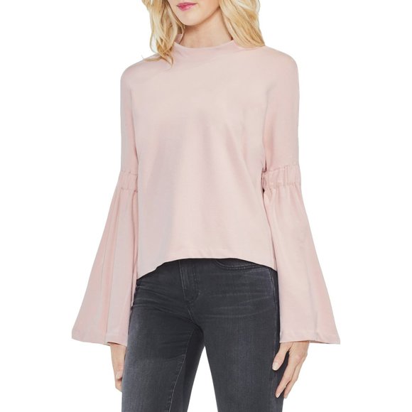 NWT Size Small Vince Camuto Pink Mock Neck Bell Sleeve Top - Picture 1 of 3